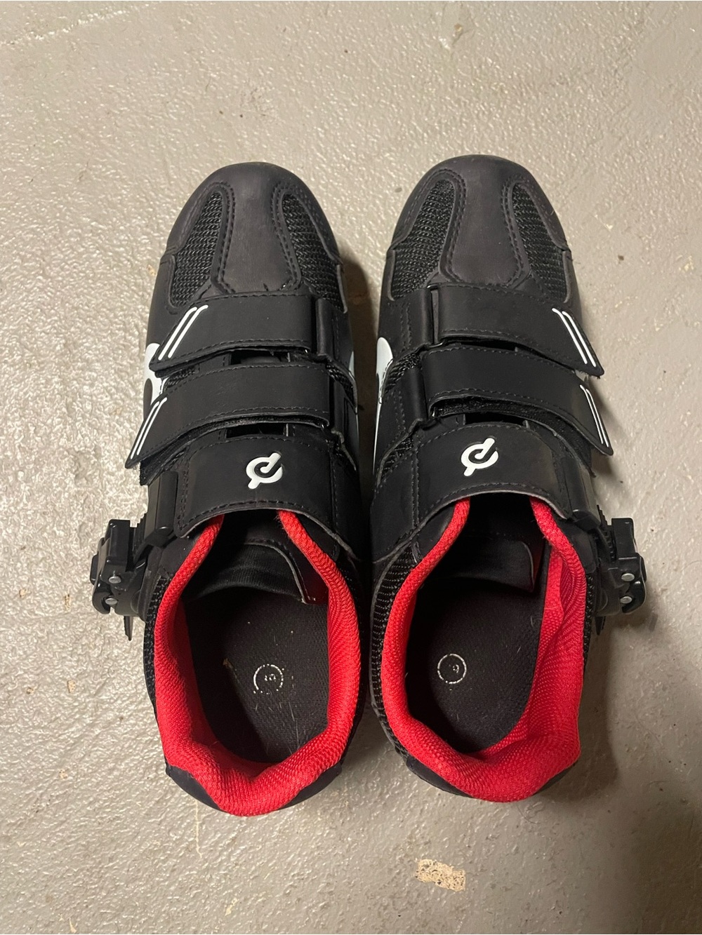 Peloton Black Athletic Cycling Shoes with Red Lining